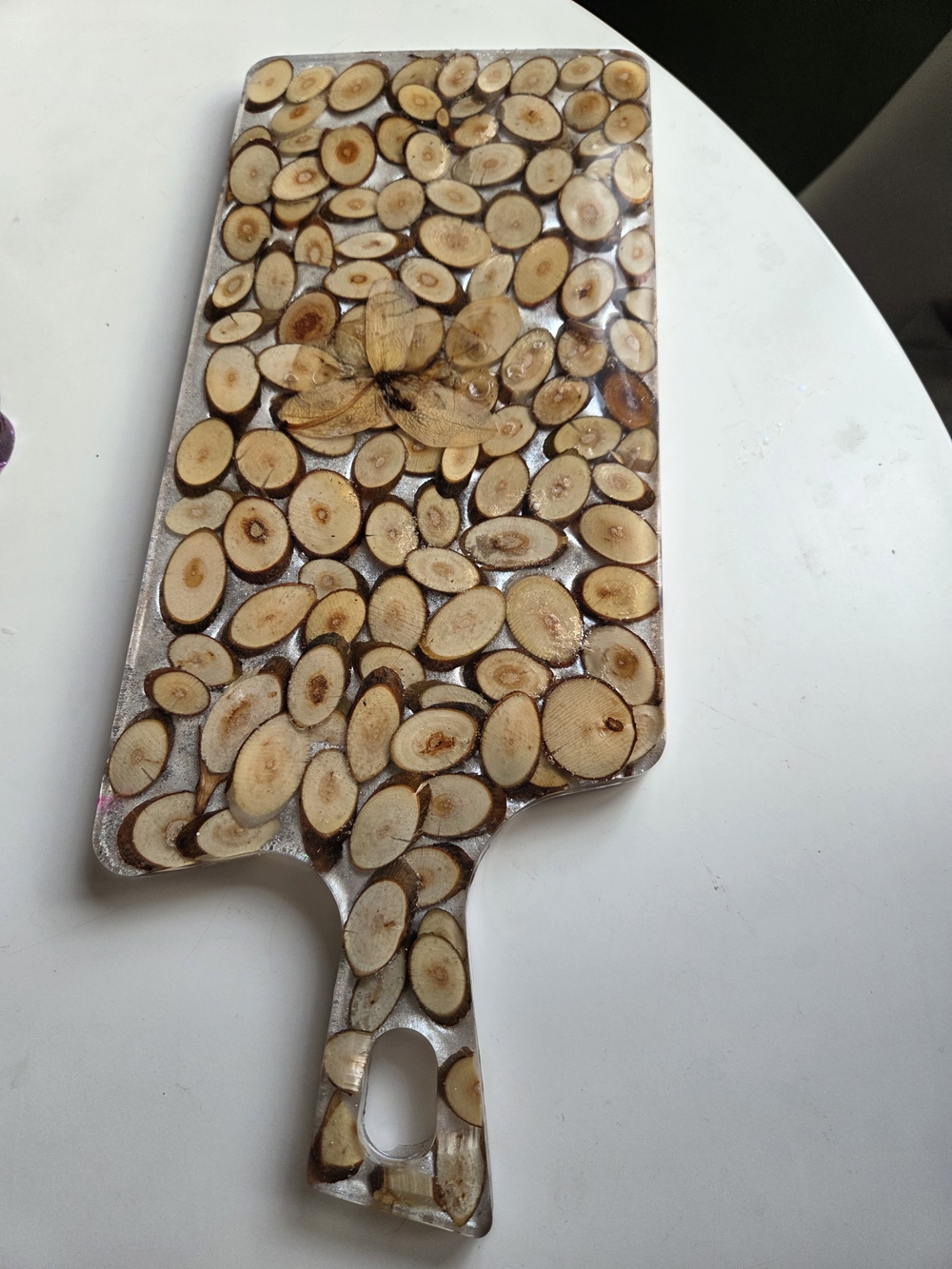 'Log Cabin Platter' Dried Orchid & Wood Slice Charcutarie Board. 1 Of A Kind.